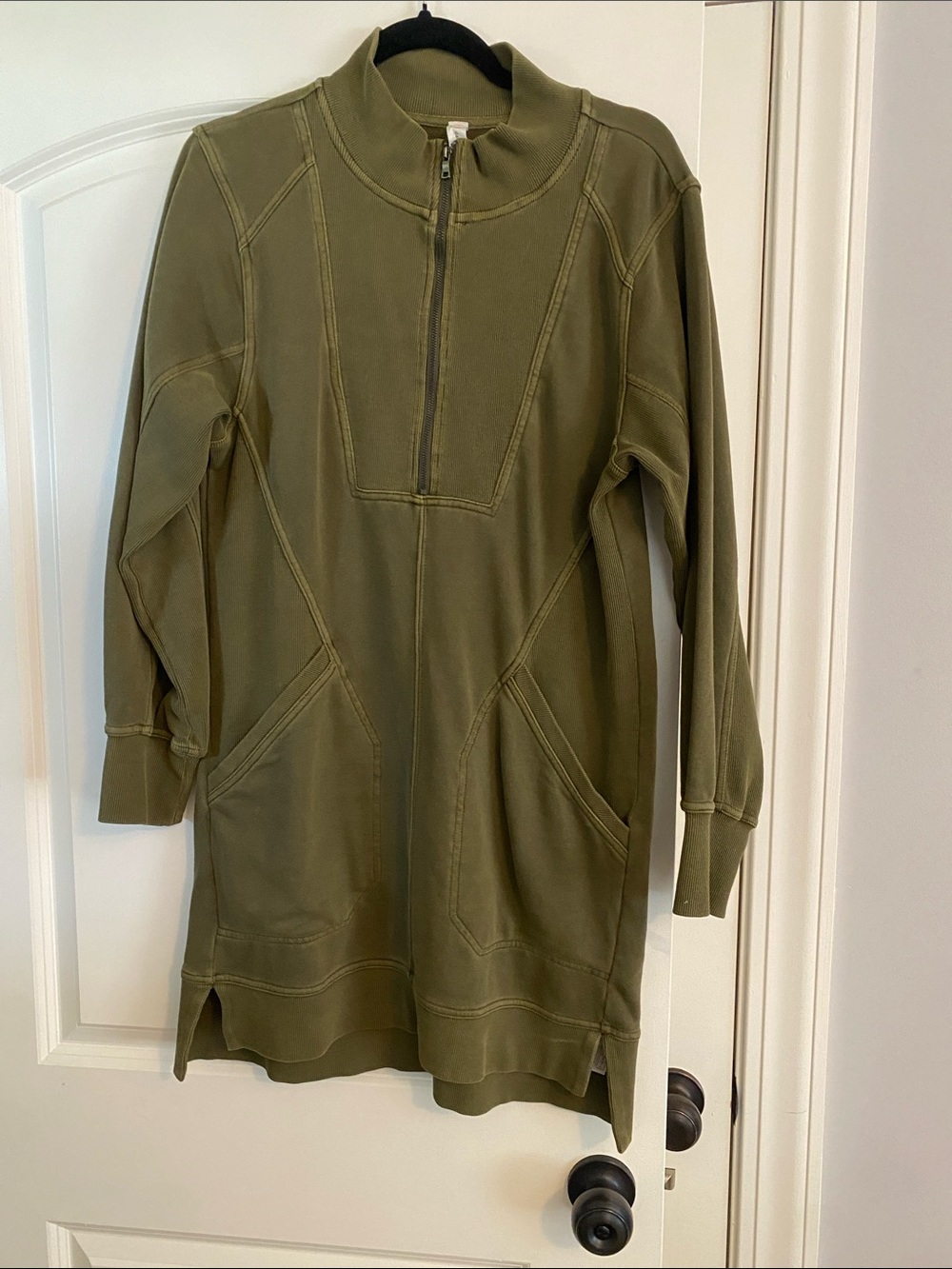 Anthropology Women’s Olive Green Half-Zip Crewneck Sweater dress